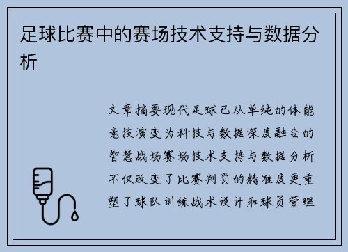 足球比赛中的赛场技术支持与数据分析